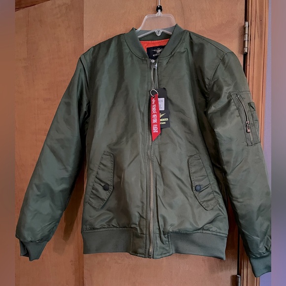 Men’s army green bomber jacket - Picture 1 of 10